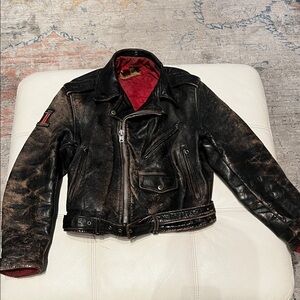 Men's Vintage Black Leather Biker Jacket